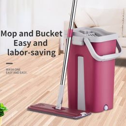 Mops Hand-free spin mop Dry/Wet dual use microfiber mop pad bucket household lazy mops floor cleaning flow rods products set flat mop 230718