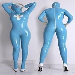 PVC Lake Blue Lycra tight spandex neutral catsup S-XXL2820