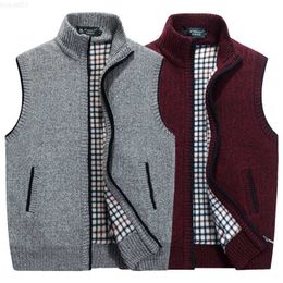 Men's Sweaters Men Thick Sweaters Vest Autumn Winter Warm Sleeveless Jackets Sweatercoat Knitted Zipper Vest Outerwear Casaco Masculino L230719