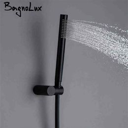 Bagnolux Copper Matter Black Round Handheld Shower Head PVC Hose Connector Adjustable Wall Holder Bathroom Accessorries H1209269c