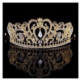 Headpieces Bling Beaded Crystals Crowns 2022 Bridal Diamond Jewellery Rhinestone Headband Hair Crown Accessories Party Tiara Drop Deli Dhnsb