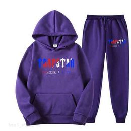 Men's T-shirts Tracksuit Trapstar Brand Printed Sportswear t Shirts 16 Colors Warm Two Pieces Set Loose Hoodie Sweatshirt Pants Jogging 220615 2 0BXI