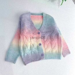 Pullover Girls Rainbow Gradient Knit Sweater Jacket Toddler Girl Sweater Toddler Girl Fall Clothes Toddler Girl Sweater Girl Cardigan HKD230719