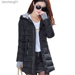 2021 Women Winter Hooded Warm Coat Solid Cotton Padded Jacket Female Long Parka with Gloves Women's Chaqueta De Mujer Acolchada L230619