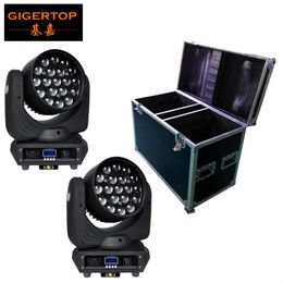 2IN1 Flightcase Pack 19 12W Led Moving Head Zoom Light OSRAM LED RGBW 4IN1 Colour Mixing Zoom Adjust 6-50 Degree DMX 16CH CE ROHS281M