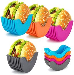 Cleaning Brushes Reusable Burger Holder Silicone Shelf Hamburger Tools Fixed Rack Storage Kitchen Organiser Box Accessories 230719