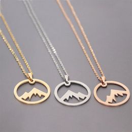 Everfast Origami Snow Mountain Pendants Necklace Maxi Colar Simple Stainless Steel Charms Chokers Necklaces Women Girls Couple Lov242f