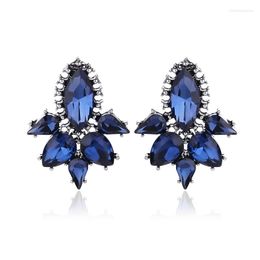 Stud Earrings LUBOV Colourful Acrylic Crystal Stone Waterdrop Fashion Rhinestone Piercing Women Party Jewellery 2023