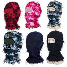 Fashion Face Masks Neck Gaiter Balaclava Distressed Knitted Full Face Ski Mask Shiesty Mask Camouflage Balaclava Fleece Fuzzy Balaclava Ski Balaclava 230719