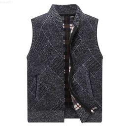 Men's Sweaters Winter Mens Sweater Vests Thick Fleece Knitted Cardigan Waistcoat Male Casual Sweater Vest for Men Sleeveless Mens Clothes 2022 L230719