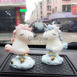 Interior Decorations Car Ornament Unicorn Toy Spring Resin Bounce Cartoon Decoration Auto Interior Dashboard Decoration Accessories Gifts 11X7X55CM x0718