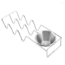 Plates Taco Stand For Griddle Shell Mould Frying Stainless Steel Tray Holders Sauce Bowl Dogs