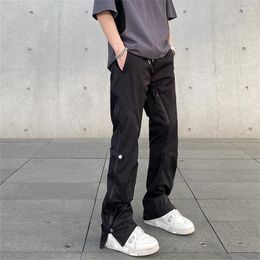 Men's Pants Casual Men Y2k Streetwear Black Fashion Flared Trousers Summer Simple Solid Color High Street Autumn Fit Pantalones Hombre
