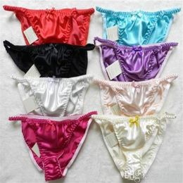 New fine 100% Silk Women's lady String Bikinis Panties sizeS M L XL XXL 8piece lot200A