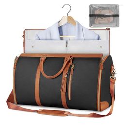 Duffel Bags 2023 Fashion Large PU Folding Suit Storage Bag Women High Capacity Luggage Handbag Travel Sport OutdoorMulti Function