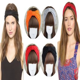 Fashion Women 2 way Wide Headband Cotton Turban Headwrap Handmade Knot Hearwear 20pcs lot 267n