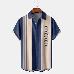 Men s Tracksuits Hawaiian Beach Short Sleeved Shirt Casual Fashion Chest Pocket Lapel Top Party Social Button Up T Shirt US Size 230718