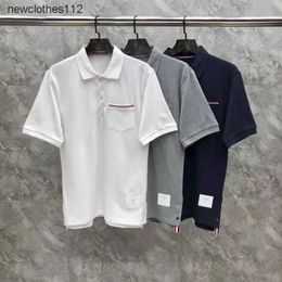 TB Summer Short Sleeve Couple costume POLO Shirt Pocket Woven Polo T-shirt Casual Sports Fashion Brand