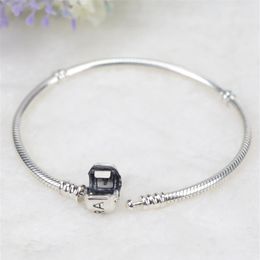 EDELL Authenetic 925 Sterling Silver Bead Charm Snake chain Lobster Clasp Basic Beads Fit Women Pandorau Bracelet DIY Jewelry2512