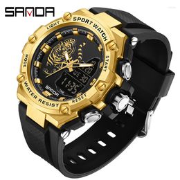 Wristwatches SNADA Men's Watches Sports Electronic Wristwatch Waterproof Fashion Fluorescent Dual Display Digital Quartz Watch 3173