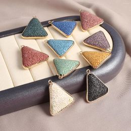 Pendant Necklaces Colourful Triangle Lava Stone Volcanic Rock Plating Golden Charms For Making DIY Necklace Accessories 33x30x8mm