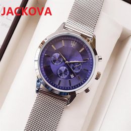 Mens Sport Watch montre de luxe Wristwatches 44mm Full Stainless Steel Mesh Strap Japan Quartz movement Chronograph Wristwatch oro273p