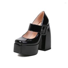 Dress Shoes Oversize Large Size Big High-heeled Square Toes Thick Heel Buckle Platform Height Increasing Banquets