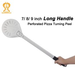 Long Handle 7 8 9 Inch Perforated Pizza Turning Peel Pizza Shovel Non-Slip Handle Pizza Tool230B