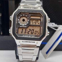 Wristwatches Men Luxury Watch Waterproof Golden Stainless Steel Business Digital Watches LED Alarm Clock Electronic Men's Sport Relogio