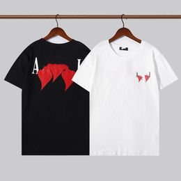 Men's T Shirts Letter printed short sleeved men's and women's trendy round neck loose fitting T-shirt