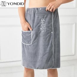 Towel YOMDID Wearable Men Bath Soft Microfiber Bathrobe With Magic Pocket For Adults Gym Beach Sauna Spa Swimming Running