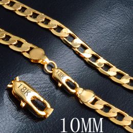 Miami Cuban Link Chain Necklace 10mm 20" Gold Color 18 K Stamp Curb Chain For Men Jewelry Wholesale