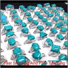 Whole 50Pcs Mix Styles Colourful Turquoise Stone Rings For Women Ladies Fashion Jewellery Ring Brand New Sded8 Yfolv227f