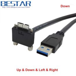 90 Degree Right & Left & Up Down Angled Micro B USB 3 0 Lock Screw Mount to USB 3 0 USB3 0 A Type Male Data cable 1 2m 3m 5m1244R