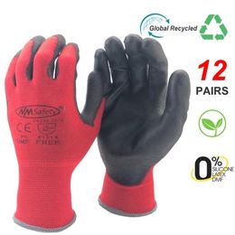 24Pieces 12Pairs Professional Working Protective Gloves Men Construction Women Garden Red Nylon Running Glove 211229265B