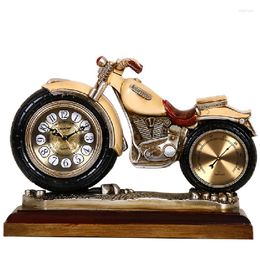 Table Clocks Home Living Room Clock Desktop Retro Personality Creative Motorcycle Ornament Mute Quartz