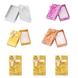 Jewelry Boxes 24Pcs Square Rectangle Cardboard Jewelry Set Boxes With Sponge for Necklace Rings Earrings Box Beading Supplies Packaoging Gift 230718