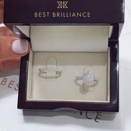 Fedi nuziali Set di anelli di fidanzamento con zircone goccia d'acqua semplice per donne con micro pavé Anelli femminili a forma di pera carini Regali di gioielli da sposa a fascia 230718