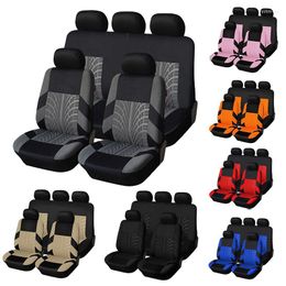 Car Seat Covers Embroidery Set Universal Fit Most Cars With Tire Track Detail Styling Protector Rear Back