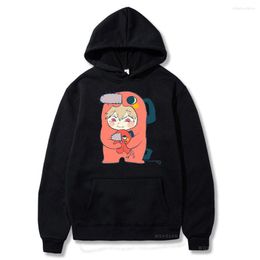 Men's Hoodies Anime Chainsaw Man Men Women Denji Pochita Cute Cartoon Pullover Tops Casual Long Sleeve Black Hooded Sweatshirts Male