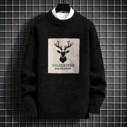 Men's Sweaters New Fall Winter Hip Hop Knit Men Sweater With Deer Thick Warm Fashion Pullover Men Long Sleeve Slim Fit Mens Christmas Sweaters L230719
