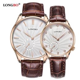 LONGBO Quartz Watch lovers Watches Women Men Couple Dress Watches Leather Wristwatches Fashion Casual Watches Gold 1 pcs 5012345D