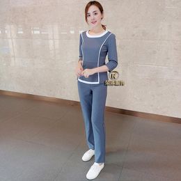 Women's Two Piece Pants Spa Massage Women Beautician Grey Uniforms Suits Beauty Salon Summer Black Workwear Sauna Foot Bath Female Working