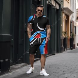 Men's Tracksuits Men Oversized T Shirt Beach Shorts 2 Pc Sets Male O Neck T-shirts Street Sportswear Suits Print Summer Clothing