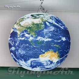 Hanging Lighting Inflatable Earth Balloon 1 5m 2m 3m Diameter Planet Ball Customized Large Blow Up Globe For Night Club And Bar De278a