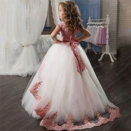 Kids Party Dress For Girls Wedding Bridesmaid Gown Lace Flower First Communion Evening Dresses Elegant Children Girl Clothes