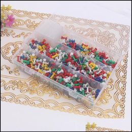 Filing Supplies 500 Pcs Lot Decorative Standard Push Pins Mti Color Good For Home Office Using Drop Del276D