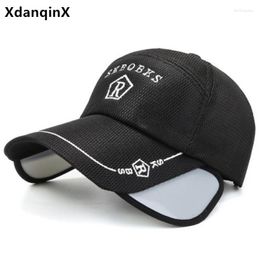 Ball Caps Novelty Pull-out Brim Baseball For Men Women Summer Mesh Breathable Sports Hat Adjustable Size Couple Big Eaves Fishing