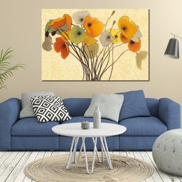 Textured Canvas Art Flowers Pumpkin Poppies I Handmade Abstract Oil Paintings Contemporary Wall Decor