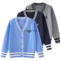 Pullover School Style Autumn New Kids Boys Girls Clothing Cardigan Sweater Student Knit Cardigans Knitwear Cotton Big Boy Jacket Tops HKD230719